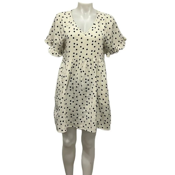 Madewell light spun ruffle short sleeve polka dot baby doll dress size small - Picture 1 of 7